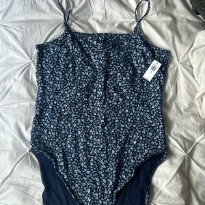 Blue Floral Bobysuit
